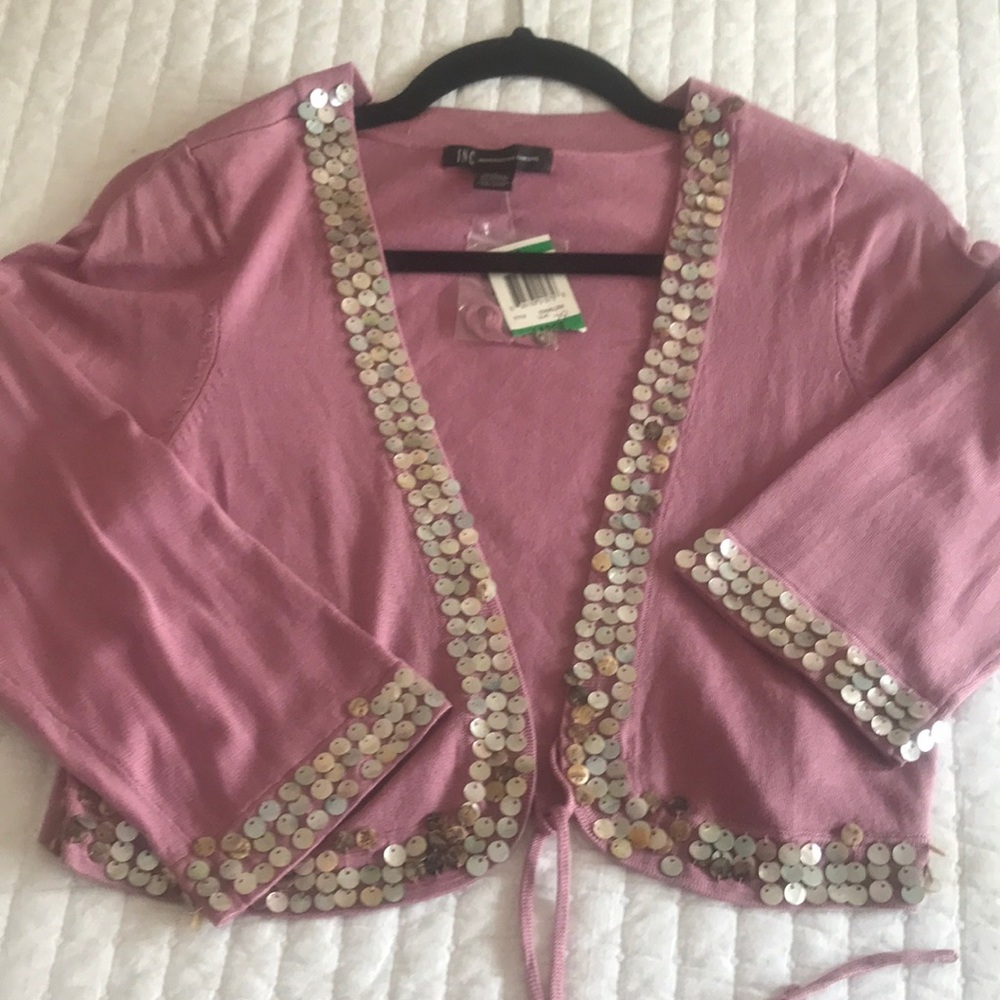 NWT INC mother of pearl sweater shrug